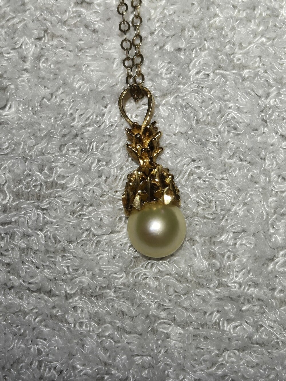 14k Saltwater Pearl Pendant On 1/20k Chain Vintage